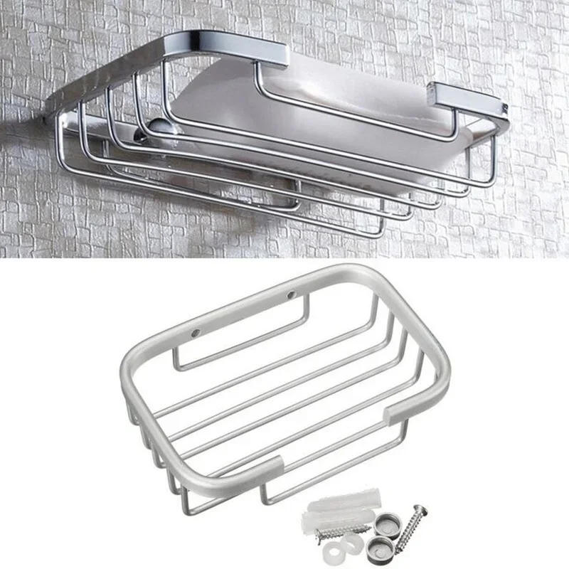 Description Picture 2 of item1pc Stainless Steel Soap Dishes Wall Mounted Shower Soap Holder Bathroom Storage Box Container  Basket Tray Rack
