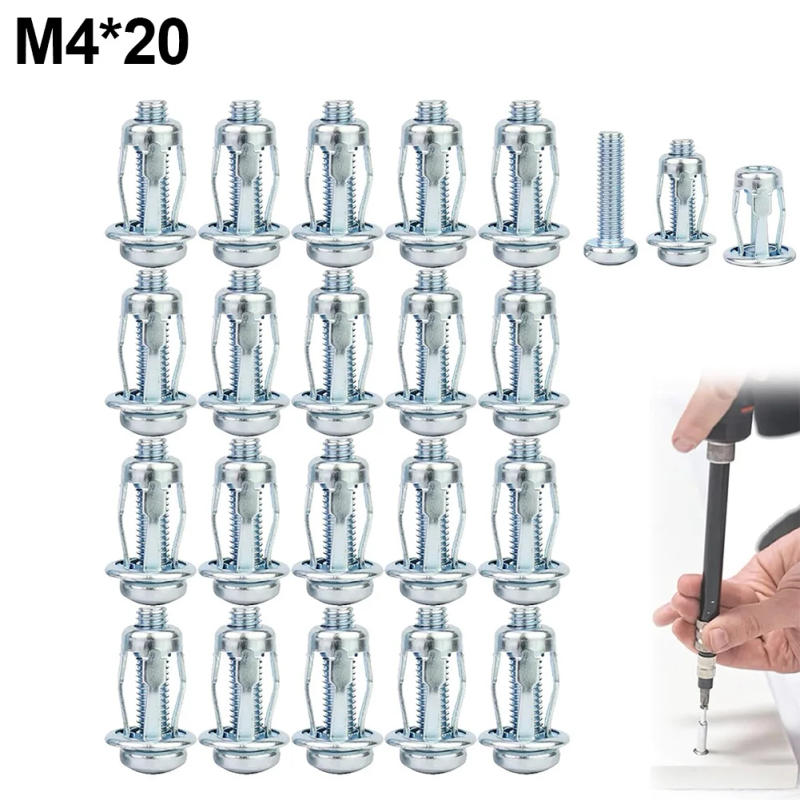 Description Picture 2 of item20pcs Expansion Screw Nuts With Screw Petal Shape Metal Nut Bolt For Hollow Walls Iron Sheet Plastic Plate Furniture Hardware