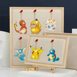 Cartoon Pikachu Pokemon DIY Diamond Painting Keyring Mosaic Embroidery Cross Stitch Bag Pendant Birthday Gift Diamond Keychain