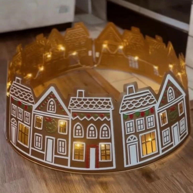 Description Picture 4 of item66cm/72cm LED Christmas Tree Collar PVC Gingerbread House Christmas Tree Skirt Base Stand 2025 New Year Party Decorations