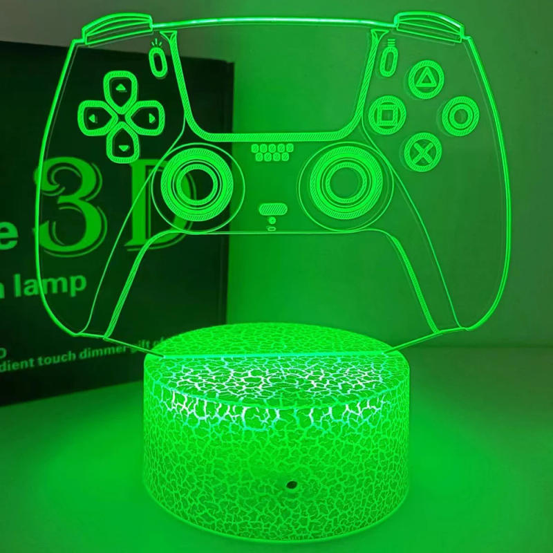 Description Picture 3 of itemPS5 Gamepad Night Lamp Touch Dimmable Game Handle 3D Acrylic Illusion Ambiance Creative Table Lamp Bedroom Home Decorative Light