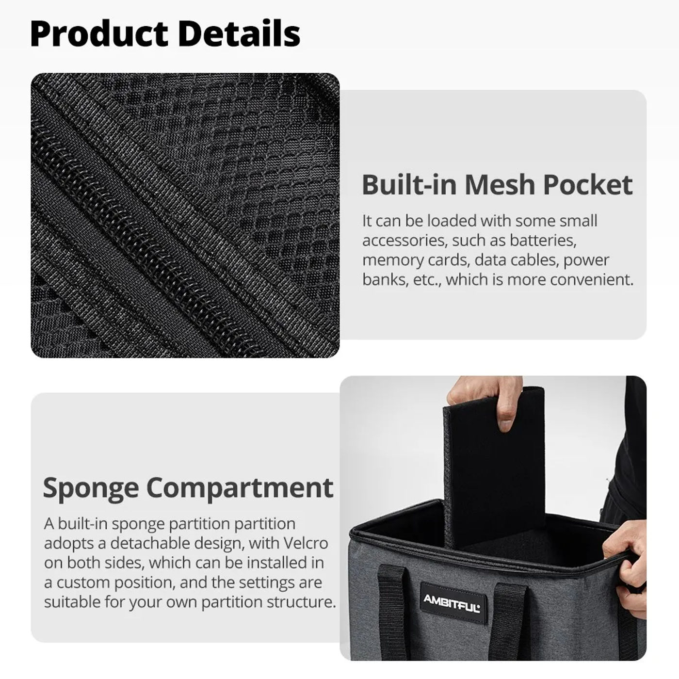 Description Picture 6 of itemAmbitful PB18 Shoulder Straps Portable Carry Bag Studio Flash Light Video Camera Bag for Outdoor Photography Photo Video