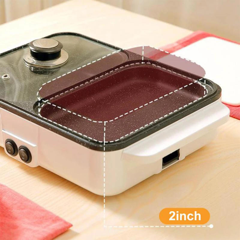 Description Picture 5 of item110V/220V 1200W 2 IN 1 Electric Hot Pot Cooker BBQ Grill Multicooker Electric BBQ Grill Non Stick Plate Barbecue Pan Cooking Pot
