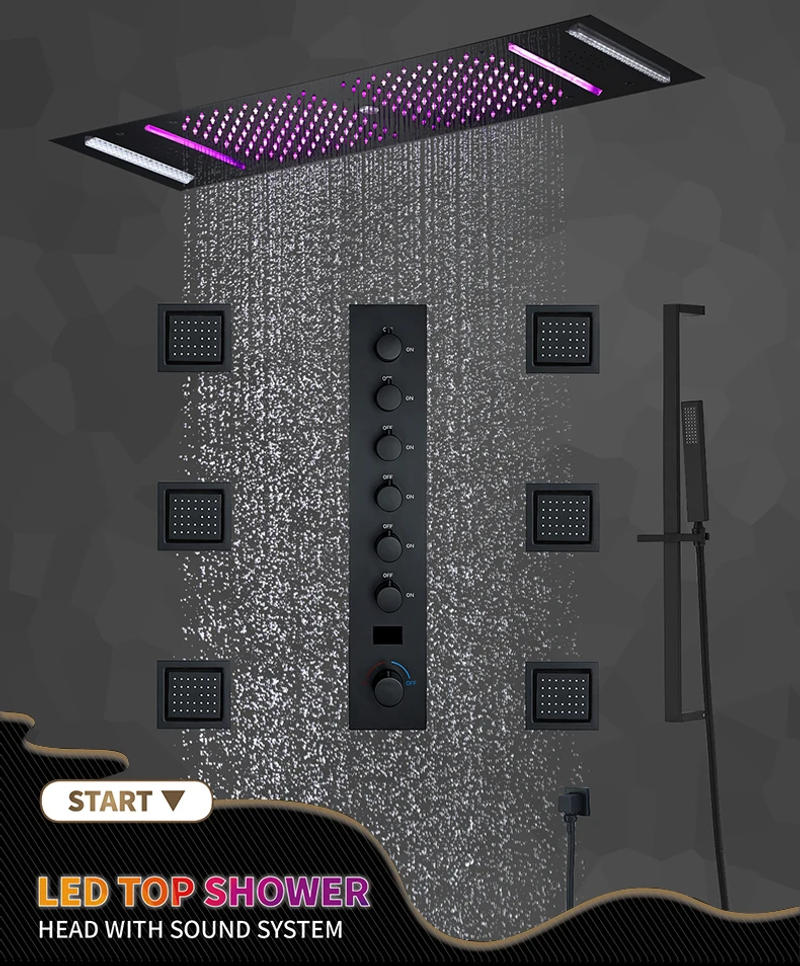 Description Picture 2 of itemM Boenn Hotel Multi Functions Emotional Appeal Black Shower Head Bathroom Showers Faucet Set Hot and Cold Rain Shower System Tap