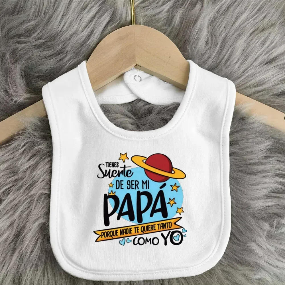 Description Picture 4 of itemFunny Spanish Printed Baby Outfit Bibs Boys Girls Cotton Bib Newborn Heart Print Saliva Towel  Infant Outfits Bib Best Gifts
