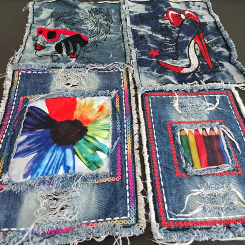 Description Picture 4 of itemGlitter Sequin Applique Patches Denim Flower Letter Themed Sewing On Stickers For DIY T-shirt Clothing, Jeans, Backpack