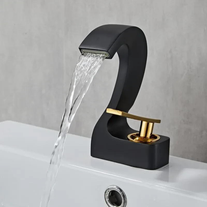 Description Picture 2 of itemBathroom Faucet Solid Brass White & Gold  Bathroom Basin Cold And Hot Water Mixer Sink Tap Single Handle Deck Mounted Tap