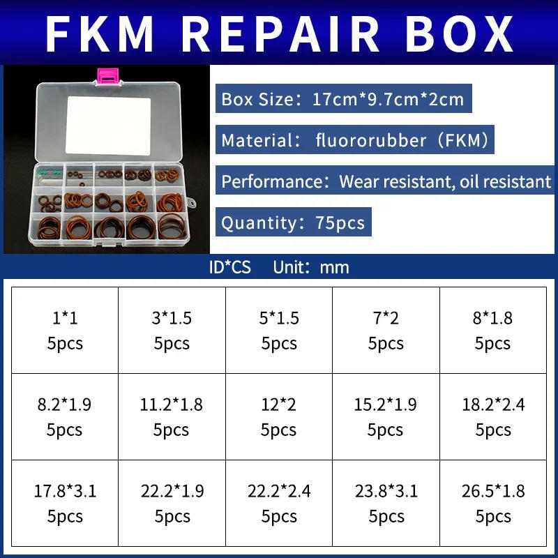Description Picture 2 of itemAir-conditioning faucet machine boxed nitrile silicone fluorine repair kit sealing waterproof combination kit gasket o-ring