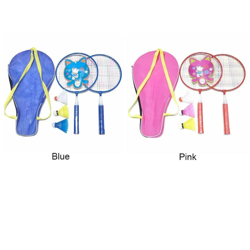Description Picture 3 of itemPink Blue Kids Badminton Rackets Anti Slip with 3 Balls Children's Training Racquets Pen-hold Handle Iron Alloy Double Racquets