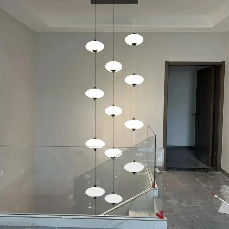 Description Picture 2 of itemModern Led Staircase Chandelier Living Room Hanging Light Designer Villa Duplex Building Oval String Attic Pendant Lighting