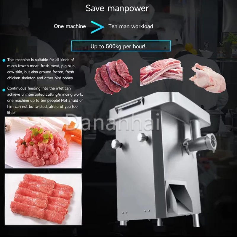 Description Picture 4 of itemElectric Meat Cutter, High-Power Meat Grinder, Commercial Stainless Steel Vegetable Cutting And Grinding Machine