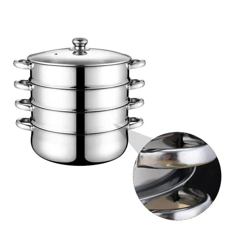 Description Picture 6 of itemPot Steamer Stainless Steel Steam Cooking Set steaming Soup Stockpot 4 Vegetable Tier Layer Steamers Pan Cooker Pots