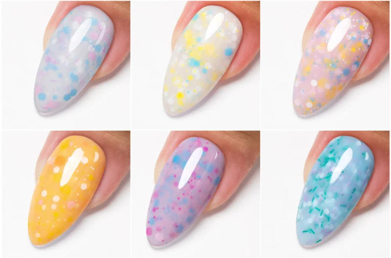 Description Picture 6 of item7.5ML Fruit Yogurt Rubber Base Gel Nail Polish Colorful Glitter Sequins Construction Nail Gel Semi-Permanent Varnish Manicure