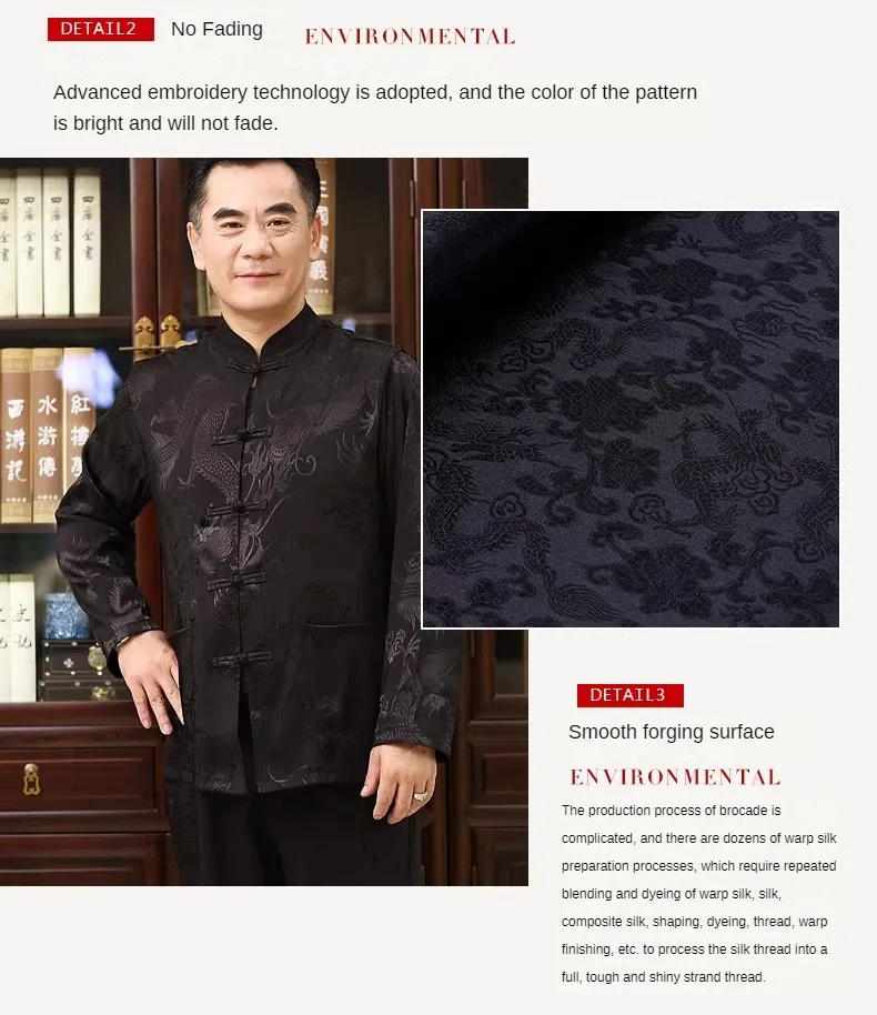 Description Picture 6 of itemChinese Style Dragon Pattern Jacquard Brocade Fabric By Meters for Hanfu Clothing Tang Suit Sewing Plain Breathable Cloth Smooth