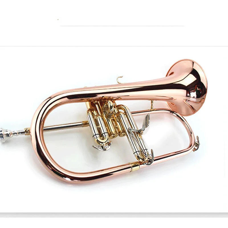 Description Picture 2 of itemHigh quality flugelhorn instrument Bb B flat flugelhorn with hard case, mouthpiece, cloth and gloves