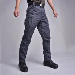 2024 New Men's Overalls Waterproof Outdoor Hiking Hiking Fishing Tactical Pants Multi-Pocket Leisure Zipper Solid Color Pants