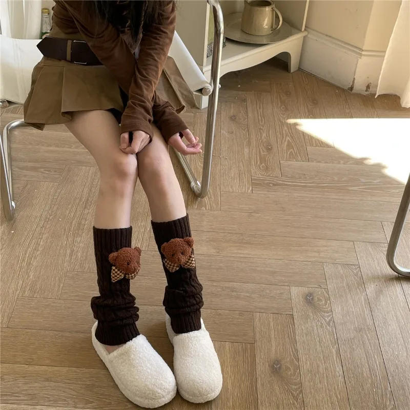 Description Picture 4 of itemNew Lolita Leg Warmers Japanese Women Gothic Long Socks Ribbon Leggings Gaiters Knee Goth Winter Sock Knitted Cuffs Ankle Warmer