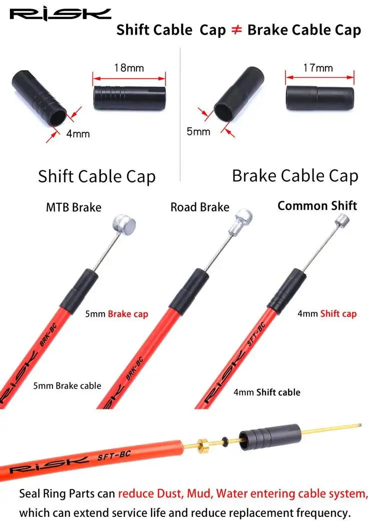 Description Picture 4 of item10/50/100pcs Bike Basic Cable end Caps 4mm shift 5mm Brake Cable Cover Dustproof Bicycle Brake Derailleur Shifter Cable Cap