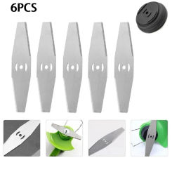 5pcs Metal Grass String Trimmer Head Replacement Saw Blades Steel 150mm Length Lawn Mower Blades Fittings With Blade Base