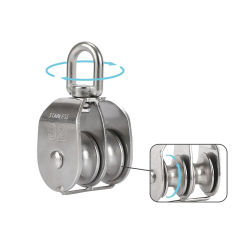 1PC Lifting Swivel Pulley Block Stainless Steel Double Pulley High Quality Towing Wheels Heavy Duty Wire Rope Traction Wheel