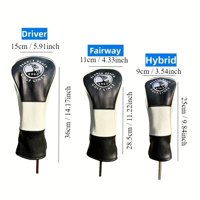 Description Picture 5 of item1pc/4pcs Small Tree Pattern Golf Club Head Cover, For Driver Fairway Wood Hybrid, Pu Leather Golf Accessory for Club