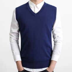 Men Wool Knit Vest Classic Style Business Fashion Solid Color Sleeveless Formal Vest Male Pullover Brand Clothing