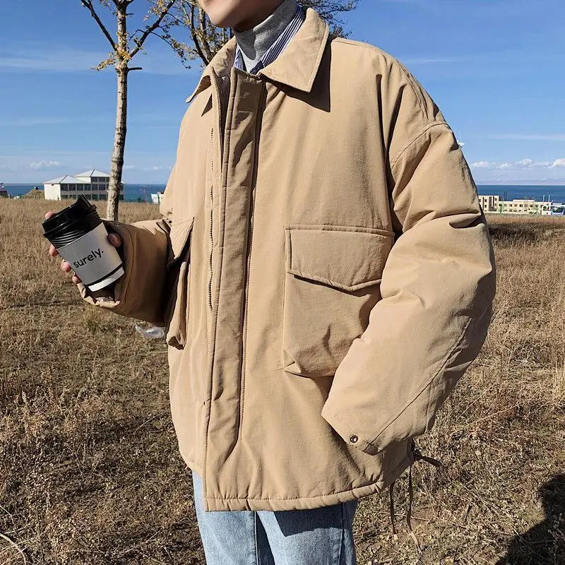 Description Picture 3 of itemWinter Thickened Workwear Cotton-padded Overcoat Men's Handsome Loose Casual High Street Parkas Men Tops Male Clothes