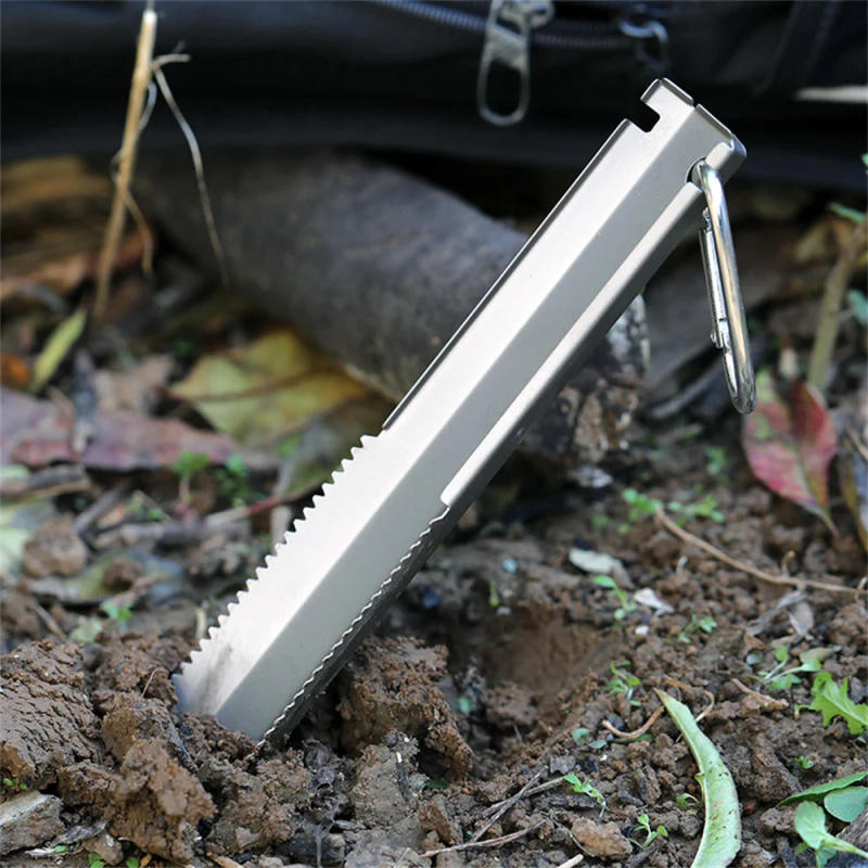 Description Picture 6 of itemTomshoo Titanium Garden Hand Serrated Shovel Outdoor Camping Hiking Backpacking Trowel with Clip Hand Shovel Outdoor Tools