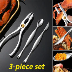 Crab Crackers Picks Spoons Set Seafood Tool Sets Stainless Steel Crab Peel Shrimp Tool Lobster Clamp Pliers Kitchen Accessories