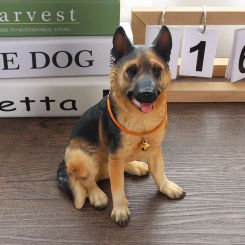 Simulation German Shepherd Dog Statue Desktop Adornment Miniature Home Room Decor Resin Sculpture Ornament Yard & Garden Decors