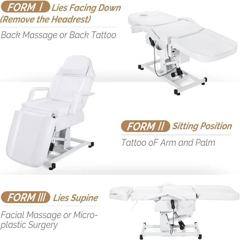 Description Picture 4 of itemFully Electric Salon Facial Bed Chair, Multi-Purpose Massage Tattoo Lash Waxing Table, Height Backrest Footrest Adjustable