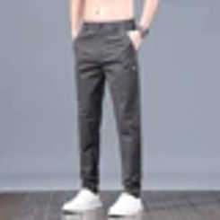 Premium Dark Gray Casual Trousers, Straight Cargo Pants, Men's Cotton Loose Pants for Social and Casual Wear