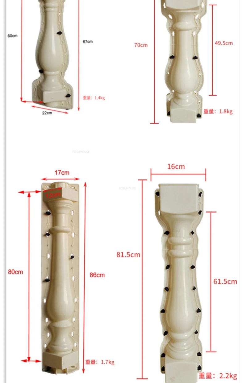 Description Picture 3 of itemModern Balcony Vase Column Fence Molds Home Garden Railing Building Creative Stair Handrail Roman Column Cement Railing Mold