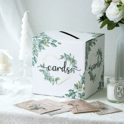 Wedding Card Box Foldable for Reception Love Eucalyptus Gift Card Box DIY Memory Money Card Box for Party Anniversary Supply