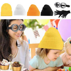 Halloween Party Minion Costumes Little Yellow Man Cosplay Movie Cartoon Funny Dress Up Magics Thief Dad Goggles Knit Hats