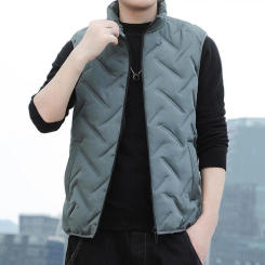 Popular Sleeveless Jacket Embossing Super Soft Thickened Pockets Vest  Washable Vest Coat for Dating