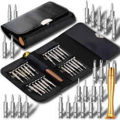 Precision Screwdriver Set 25-in-1 Mini Hand Tool with Leather Case for iPhone, MacBook, Laptop, Tablet, Game Console, Glasses PC