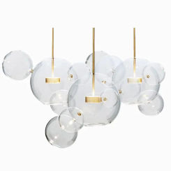Modern Frosted Glass Bubble Ball Golden Led Chandelier Light For Living Room Restaurant Bar  Indoor Lighting Fixtures
