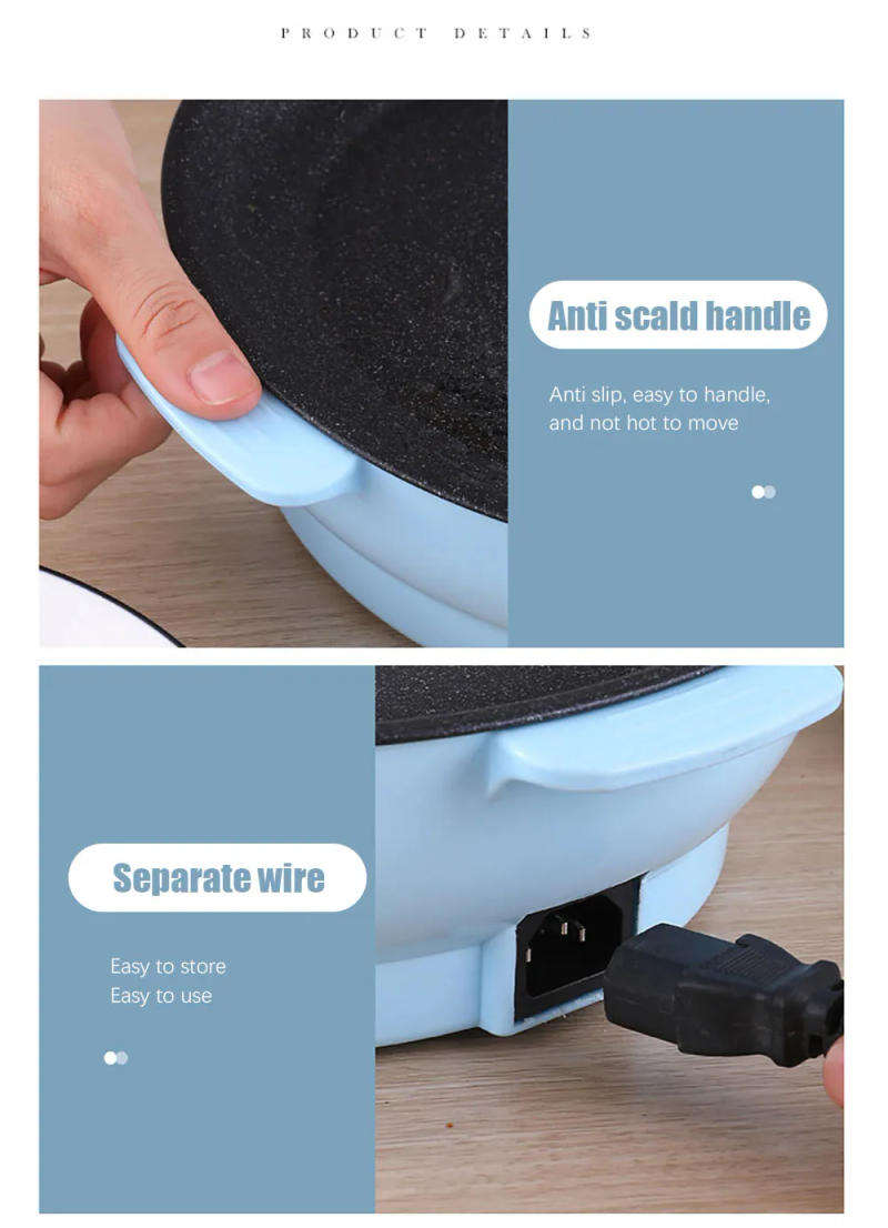 Description Picture 6 of item220V Multifunction Electric Frying Pan Skillet Non-Sticky Grill Fry Baking Roast Pan Cooker Barbecue Cooking Kitchen Tool