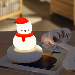 Snowman Night Light, Cat Bedside Lamp for Kids Tap Control Rechargeable Nursery Lamp Table Lamp for Bedroom Camping Room Decor
