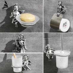 Silver Bathroom Hardware Accessories Set, Towel Ring and Robe Hook,Toilet Paper Holder Towel Bar Toliet Brush Holder MB-0782T