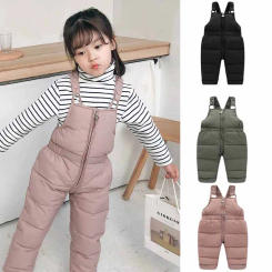 Winter Down Overalls Pants Autumn Baby Boys Girls Thick Warm Pants Kids High Quality Trousers Children Ski Down Jumpsuit 1-5Y
