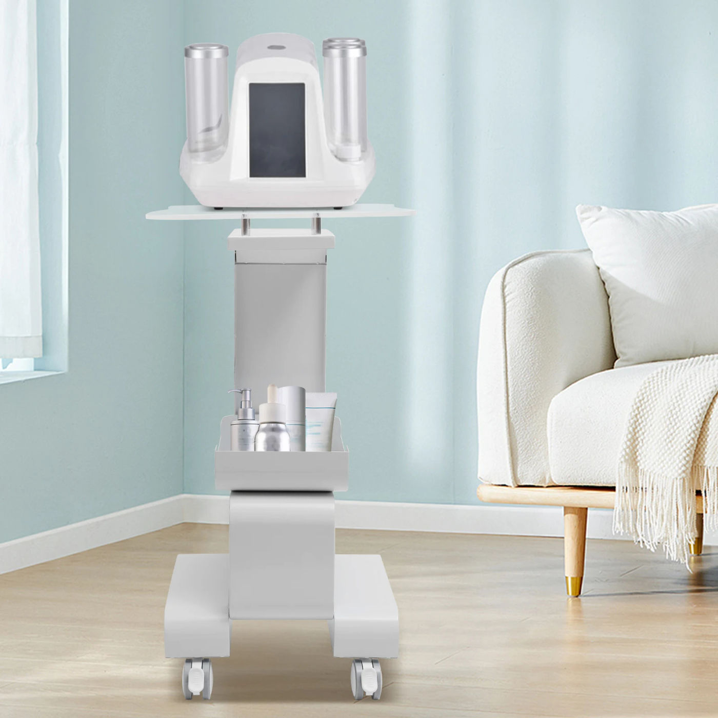 Description Picture 6 of item2 Tiers Salon SPA Rolling Trolley Hairdressing Acrylic Cart Beauty Machine Storage Stand Holder