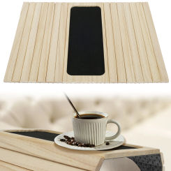 Foldable Wood Sofa Arm Tray Waterproof Table Anti-Slip Armrest Organizer Drink Holder Coaster Living Room Sofa Side Storage Tray
