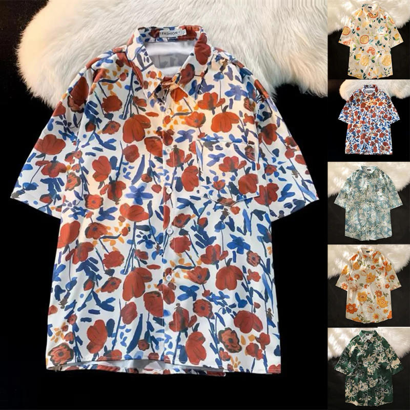 Description Picture 3 of itemPolyester Shirt Shirt Regular Shirt Short Sleeve Slight Stretch 3D Printed Beach Holiday Tops Brand New Fashion