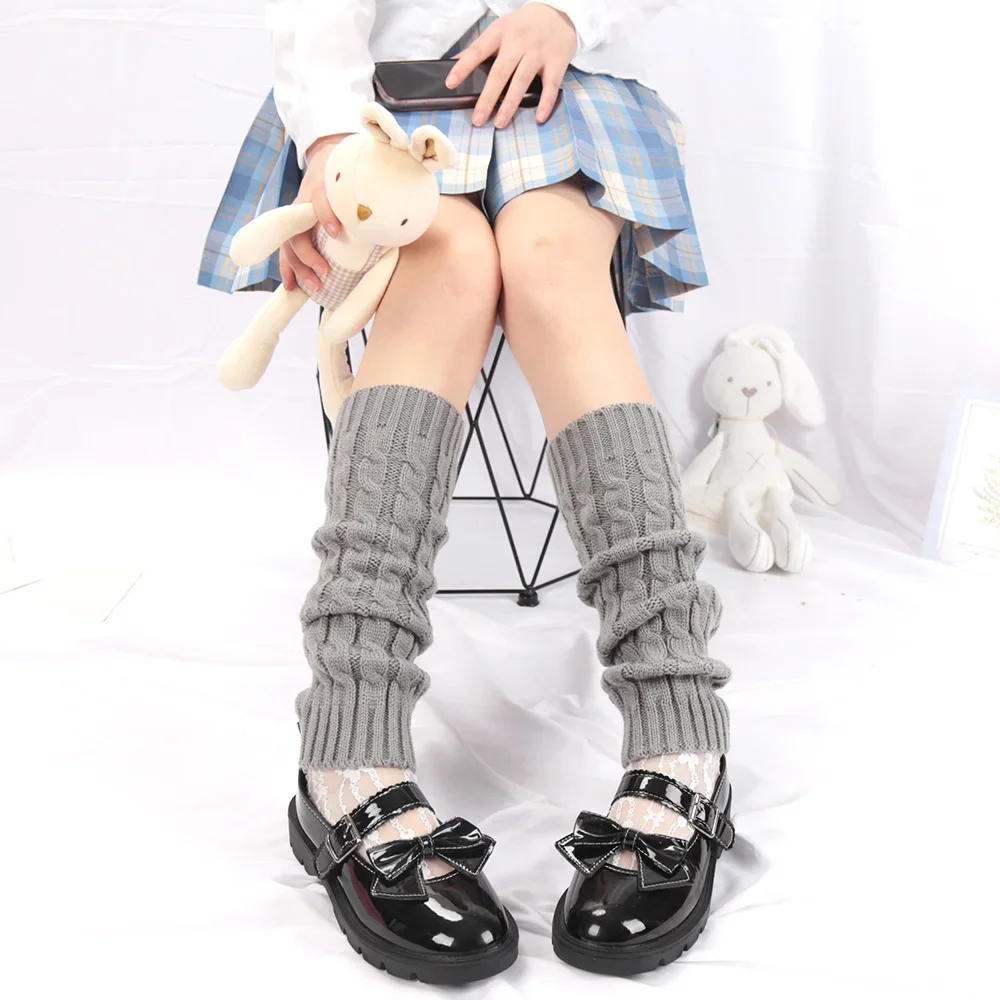 Description Picture 6 of itemWinter Fashion Gaiters Boot Cuffs Woman Thigh High Warm Knit Knitted Knee Socks Black Leg Warmers for Women Christmas Gifts