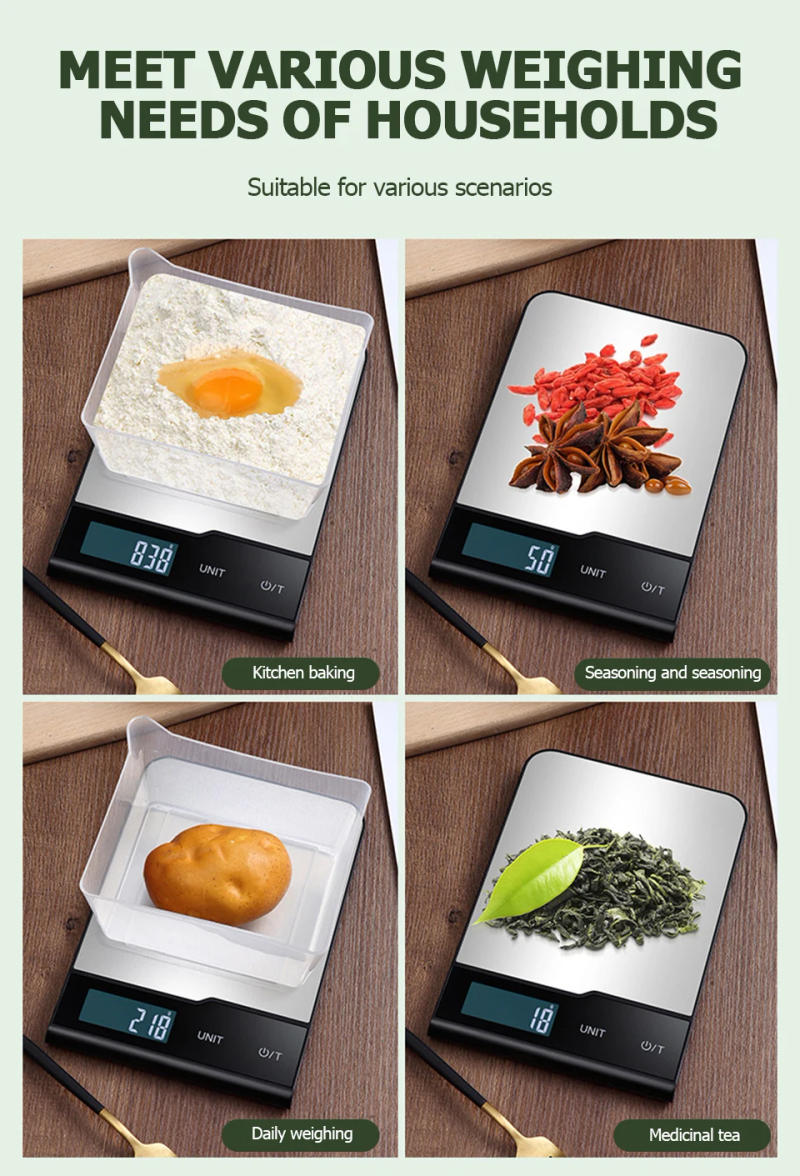 Description Picture 6 of item5kg/10kg/15kg Rechargeable Digital Kitchen Scale Stainless Steel Home Electronic Scales Food Baking Scale Kitchen Weighing Tool