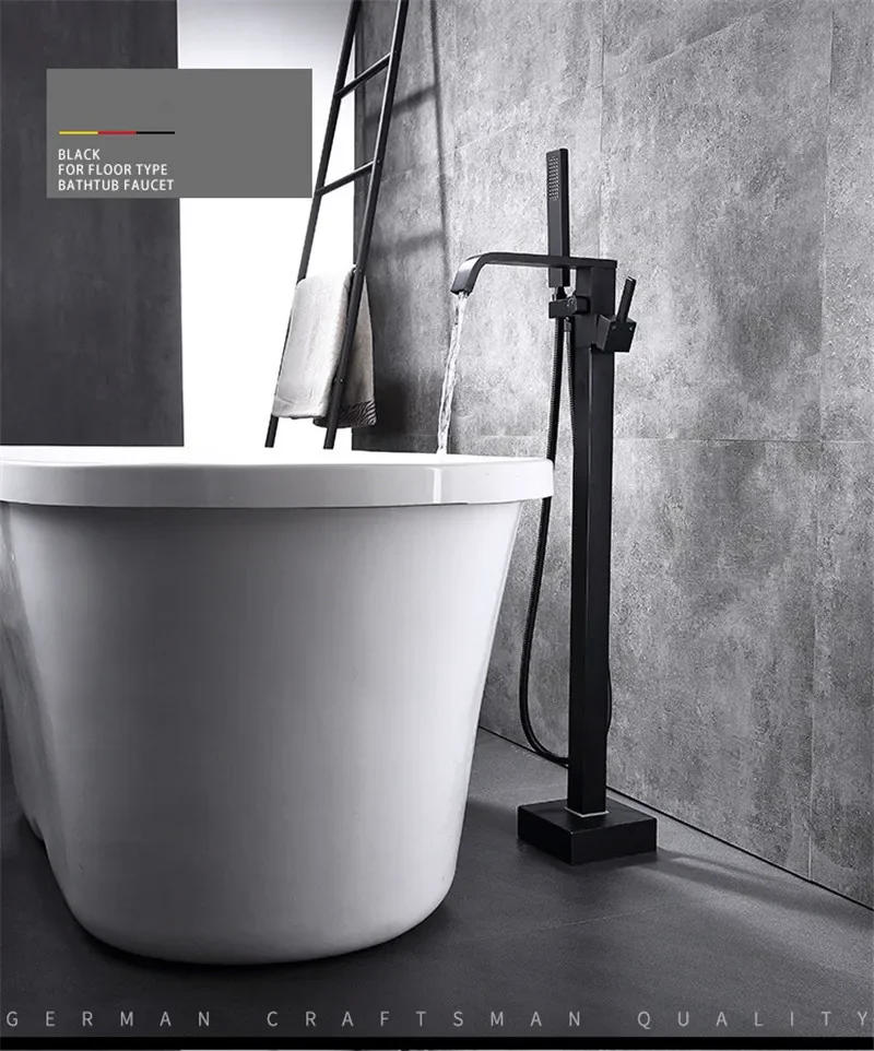 Description Picture 4 of itemBathtub Faucet + Handheld Shower Free Standing Rose Gold  Mixer Taps Floor or Wall Mounted Mixer