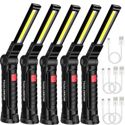 New Portable COB LED Flashlight USB Rechargeable Work Light Magnetic Lanterna Hanging Lamp with Built-in Battery Camping Torch