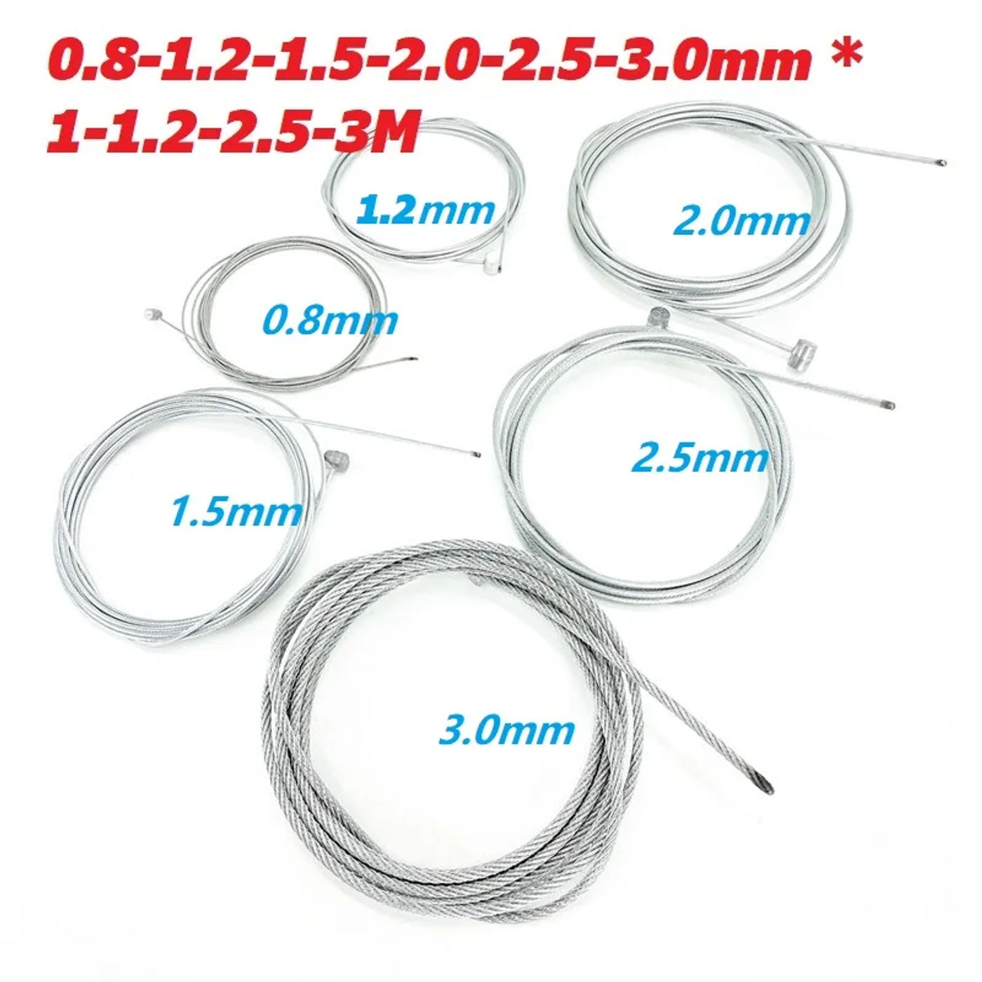 Description Picture 2 of item1-2-2.5-3-4-5 Meter Brake Cable T-Type MTB Mountain Bike Electric Bicycle Brake Cable 1.5mm 2mm 2.5mm 3mm Diameter Steel Wire